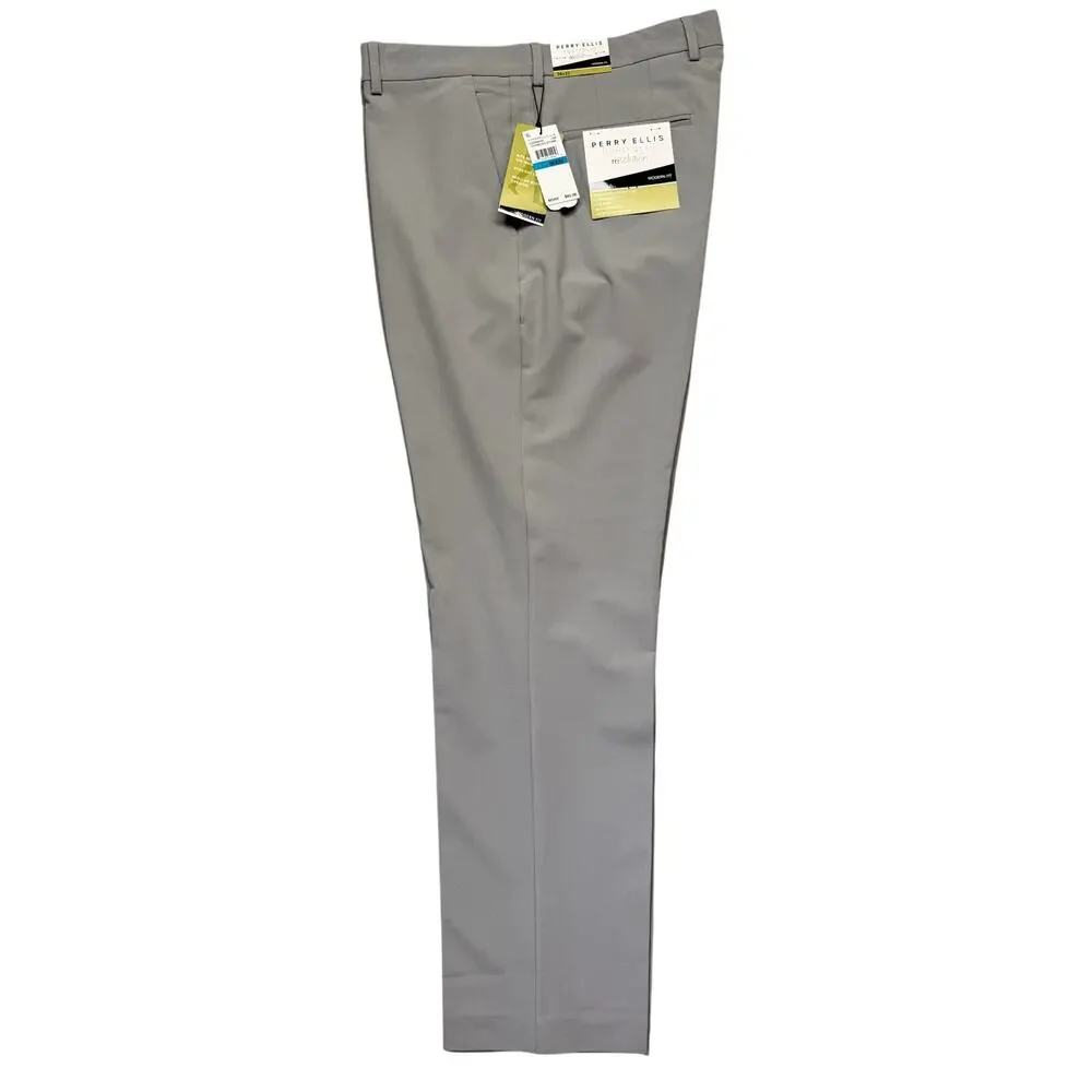 Perry Ellis Portfolio Men's Modern-Fit Stretch Pants  Chiseled Stone 36x32 $95